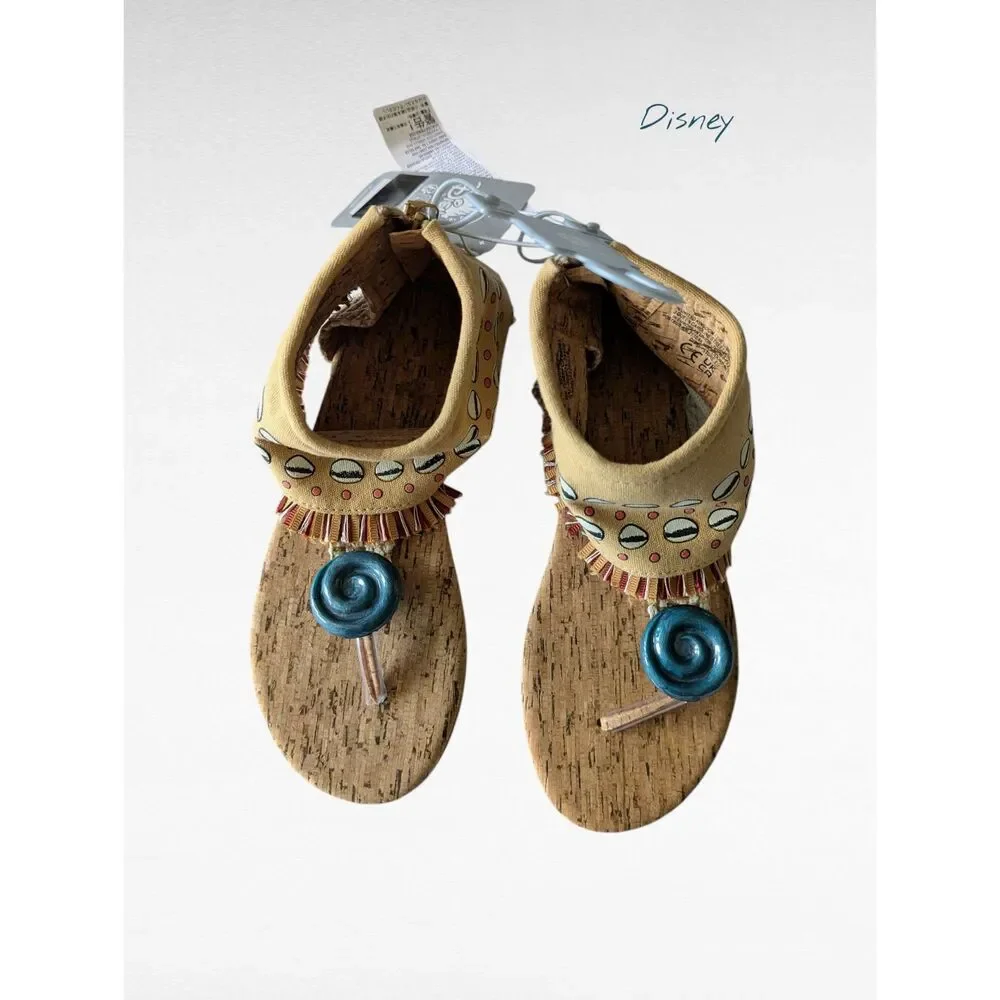 NWT Moana Costume Moccasin Thong Sandals/Shoes for Kids Sz 3+ (2/3)